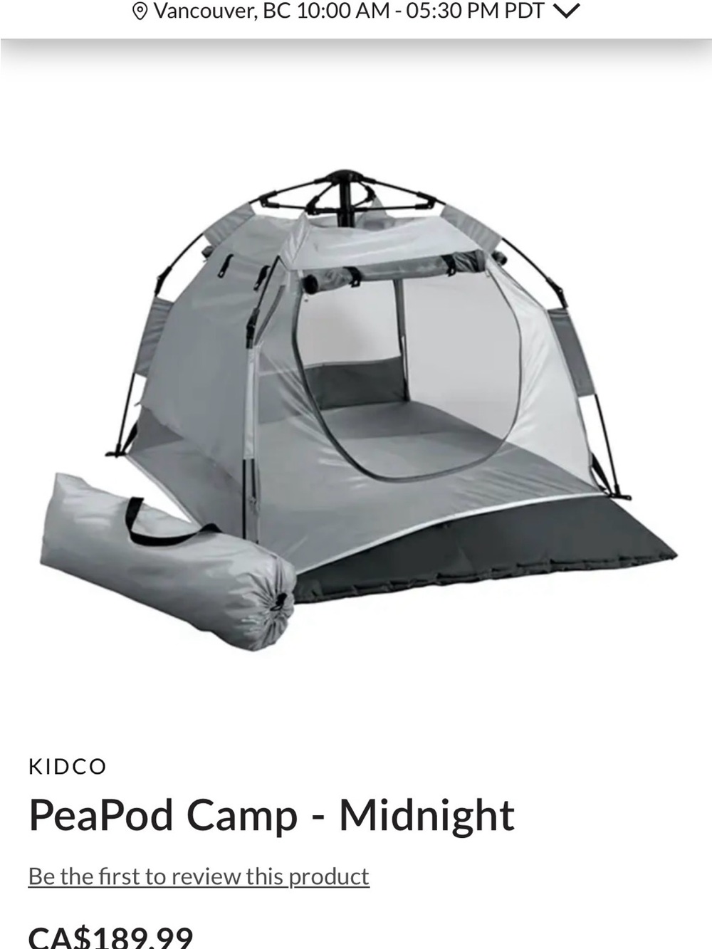 KidCo PeaPod Camp Travel Bed in Gray